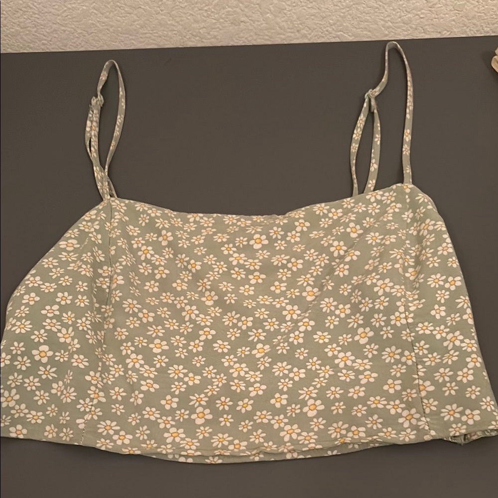 PacSun Floral Camisole - Light Green and White